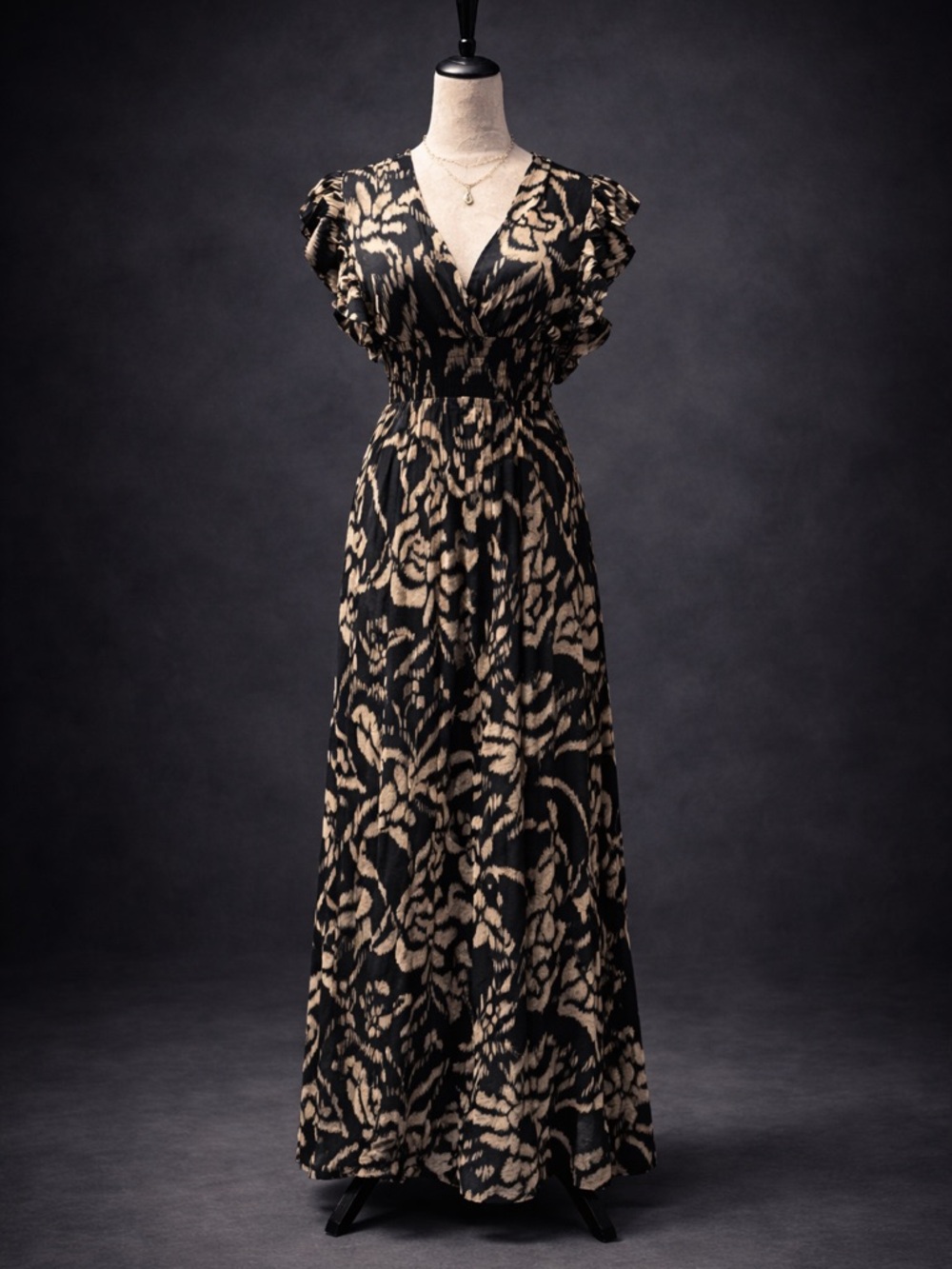 Tiare Hawaii Boho Abstract Print Ruffle Sleeve Maxi - Picture 5 of 8